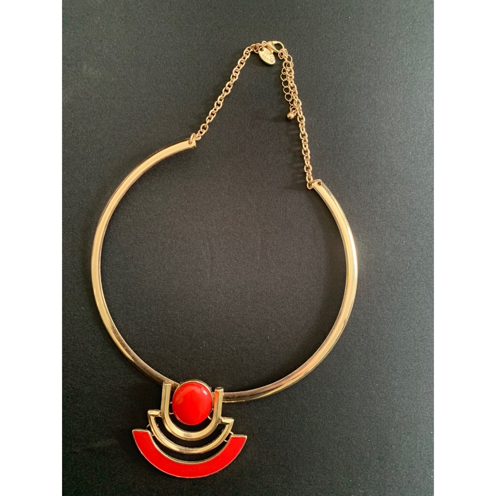 Charming Charlie Gold/Red Choker Necklace